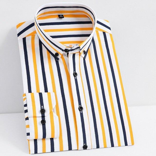Men's Yellow Striped Dress Shirt
