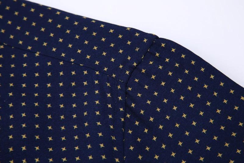 Men's Dark Blue Dotted Dress Shirt