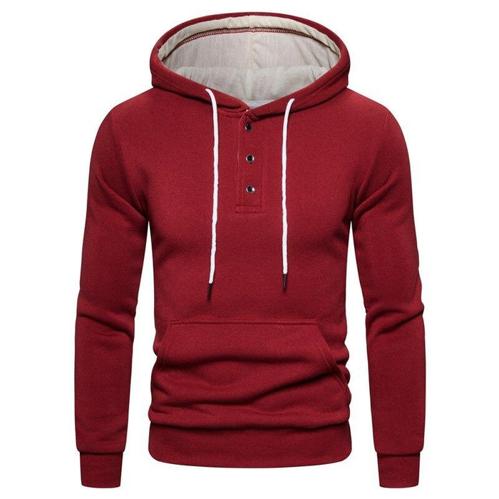Red Buttoned Athletic Hoodie