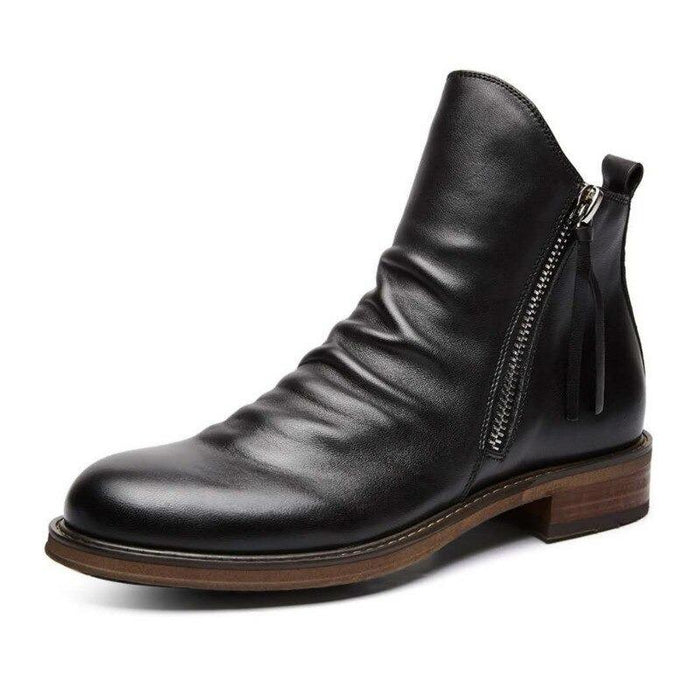 Men's Black Leather Western Zipped Boot