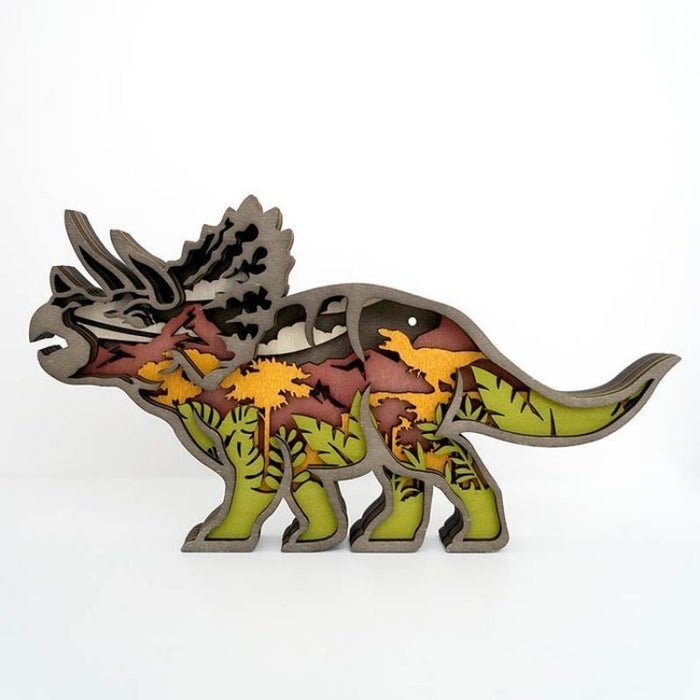 Roaring Triceratops Carving Handcraft Gift