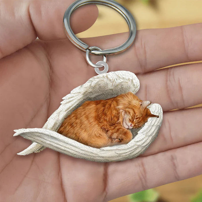 Sleeping Angel Acrylic Keychain Maine Coon Cat