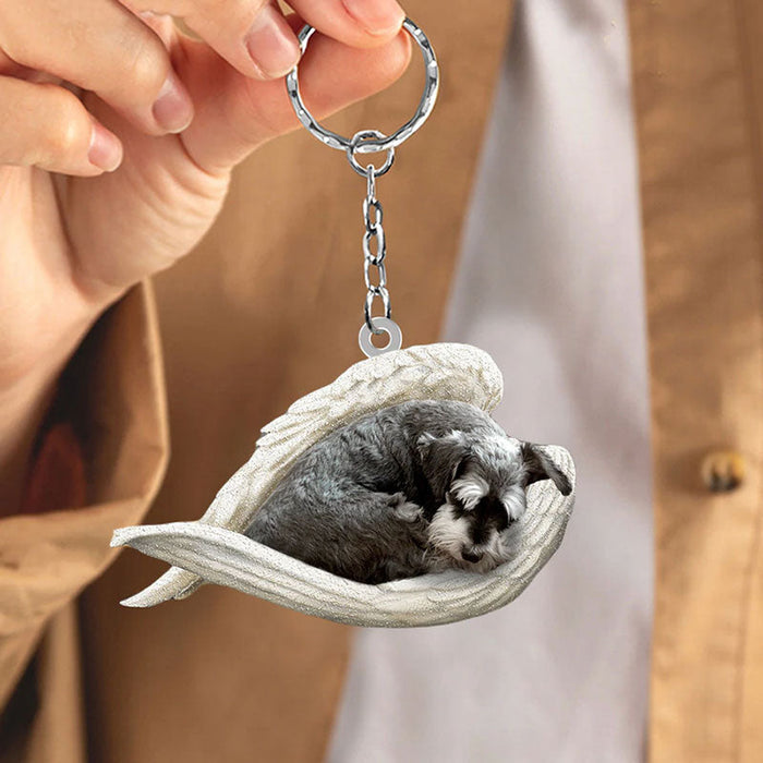 Sleeping Angel Acrylic Keychain Schnauzer