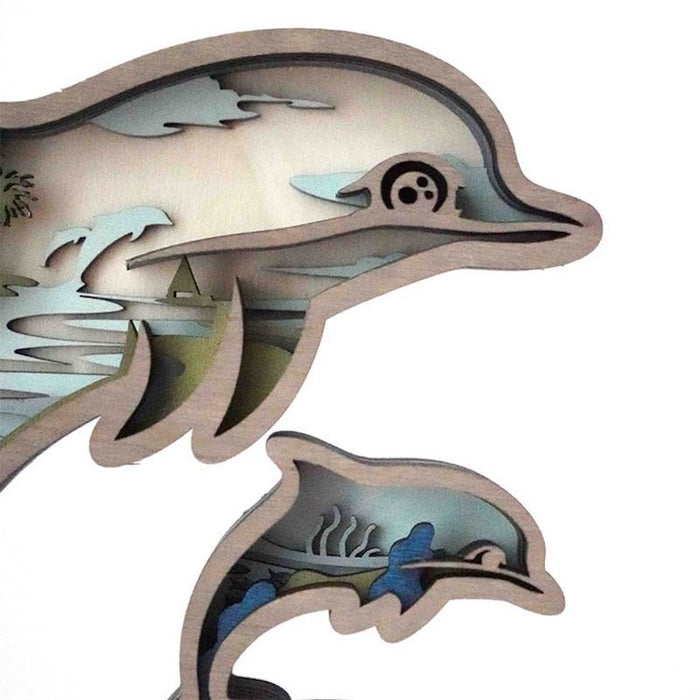 Dolphin Wooden Carving Handcraft Gift