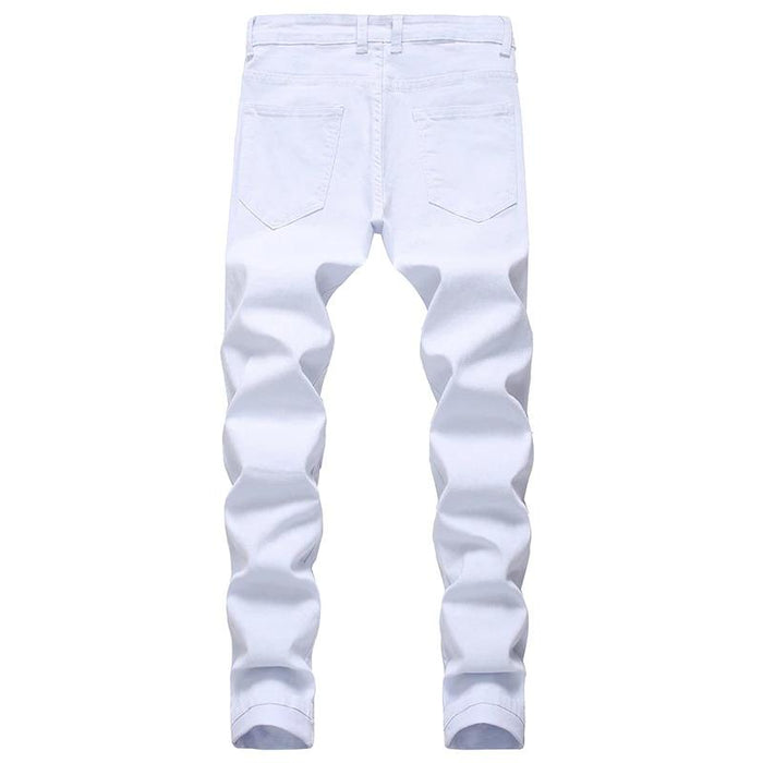 Men's White Distressed Skinny Jeans