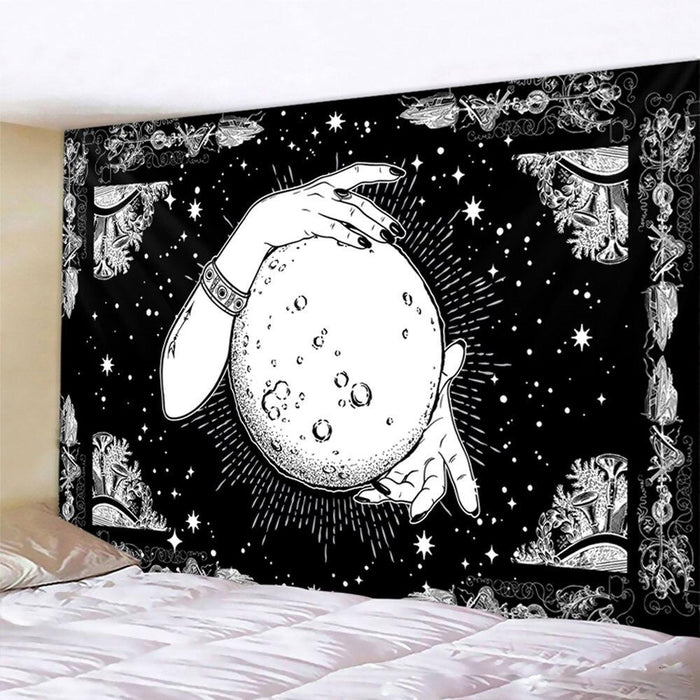 Moon in Hands Tapestry
