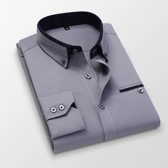 Men's Grey Colbert Dress Shirt