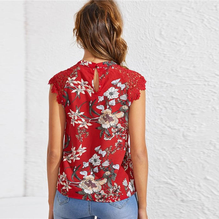 Sevyn Orchid Blouse - Coral Red