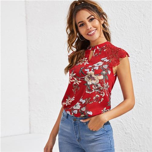 Sevyn Orchid Blouse - Coral Red