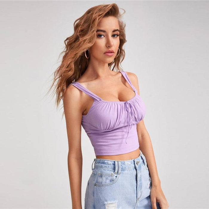Marisol Ruched Bust Tank - Lavender