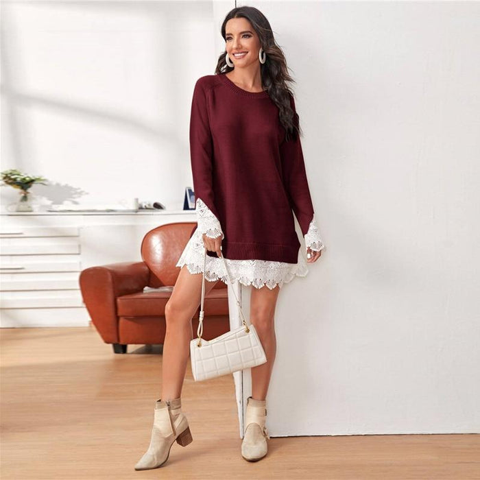Nova Sweater Dress - Maroon