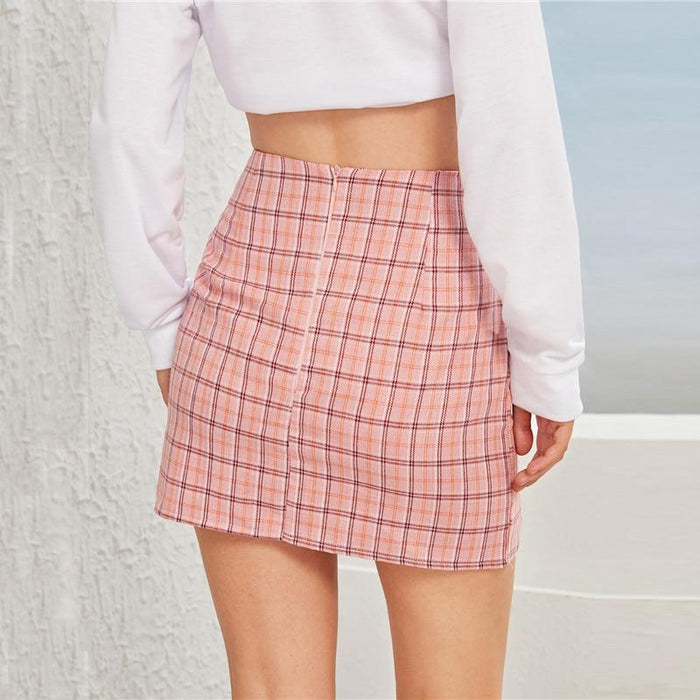 Emmeline Plaid Mini Skirt - Pink