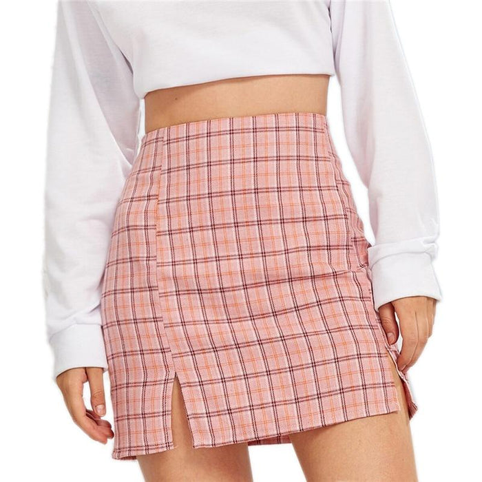 Emmeline Plaid Mini Skirt - Pink