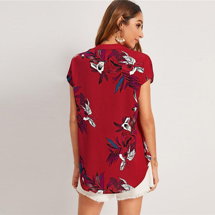 Savannah Floral Blouse - Red