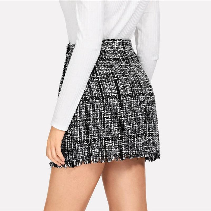 Journi Frayed Mini Skirt - Black