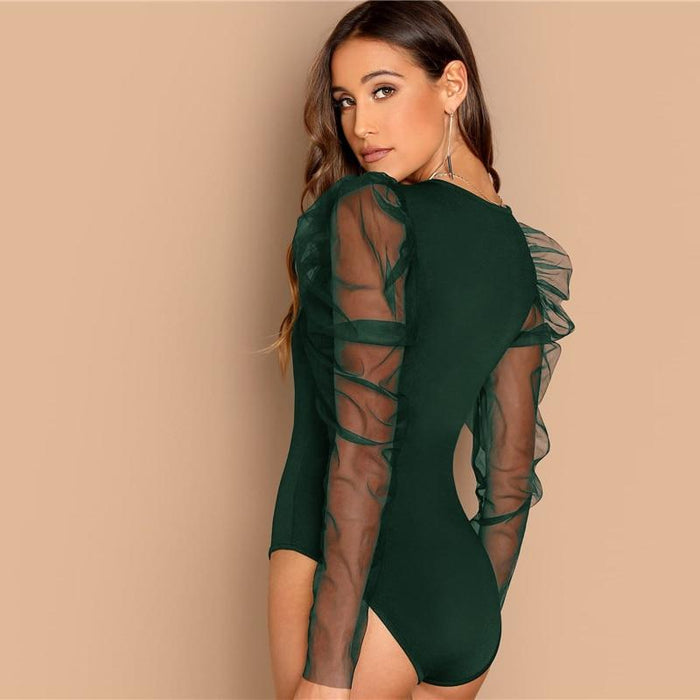 Carmen Gigot Sleeve Bodysuit - Green