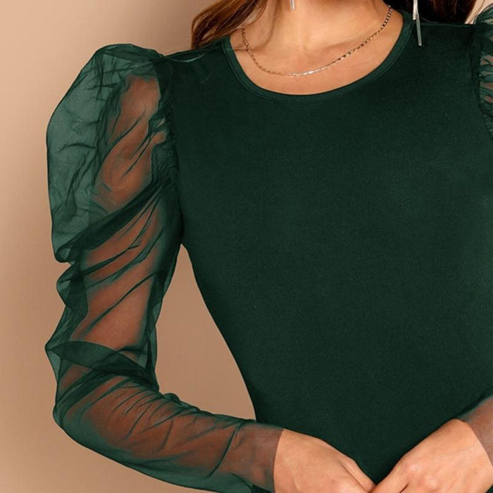 Carmen Gigot Sleeve Bodysuit - Green