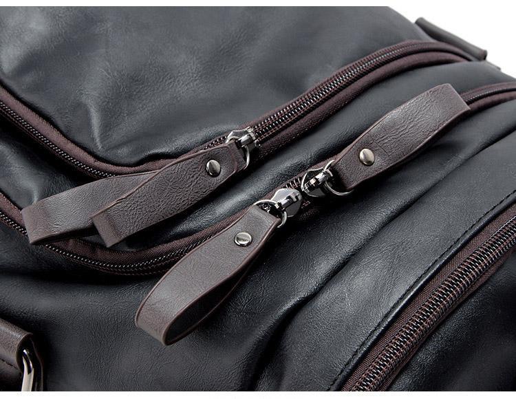 Men's Black Leather Duffel Bag