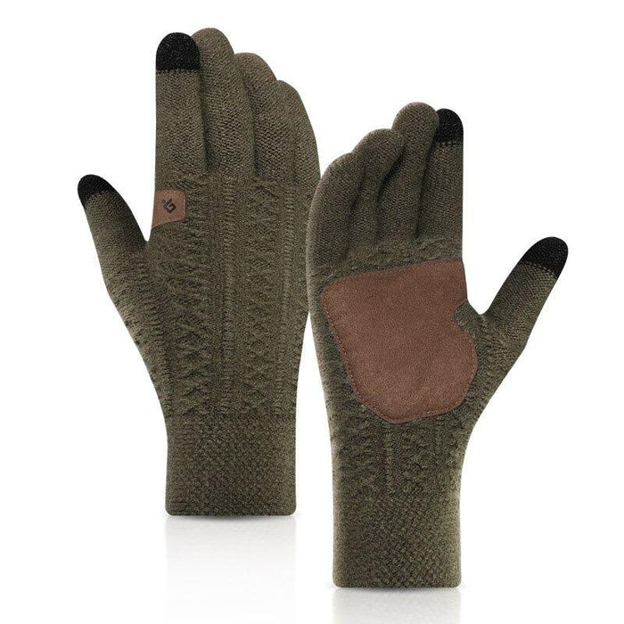 Dark Green Knitted Smart Gloves