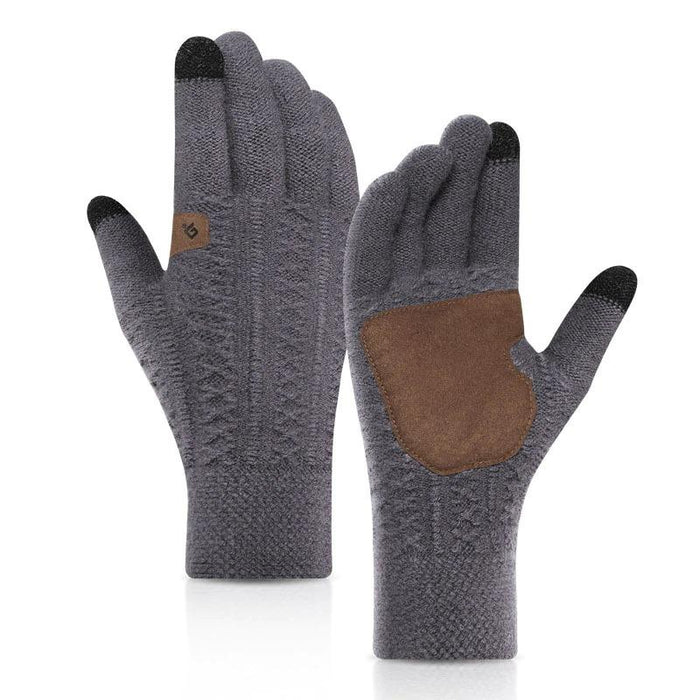 Grey Knitted Smart Gloves