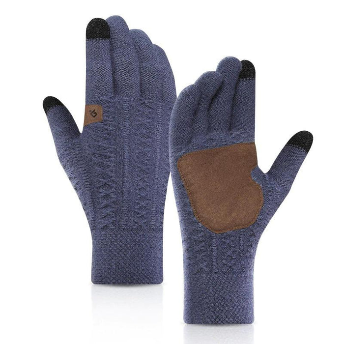 Dark Blue Knitted Smart Gloves